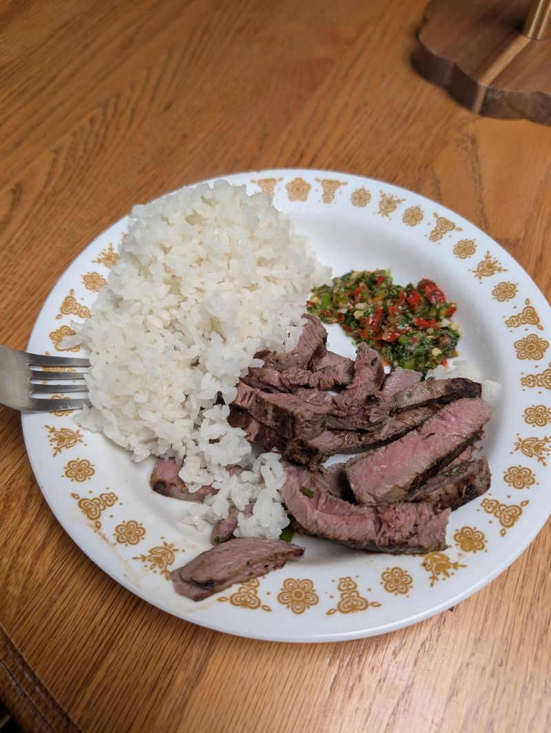 Steak dinner I made for myself.