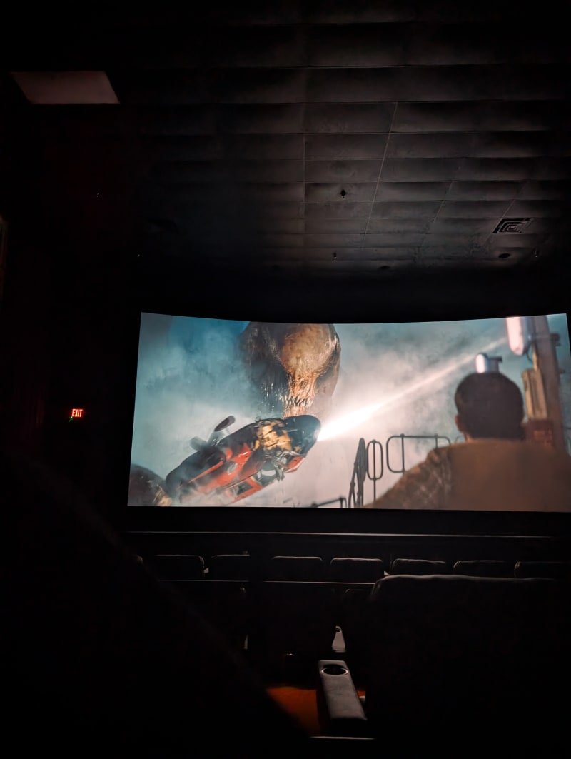 Badass introduction of the D-Rex grabbing the Helicopter with it's bare hands and destroying it.