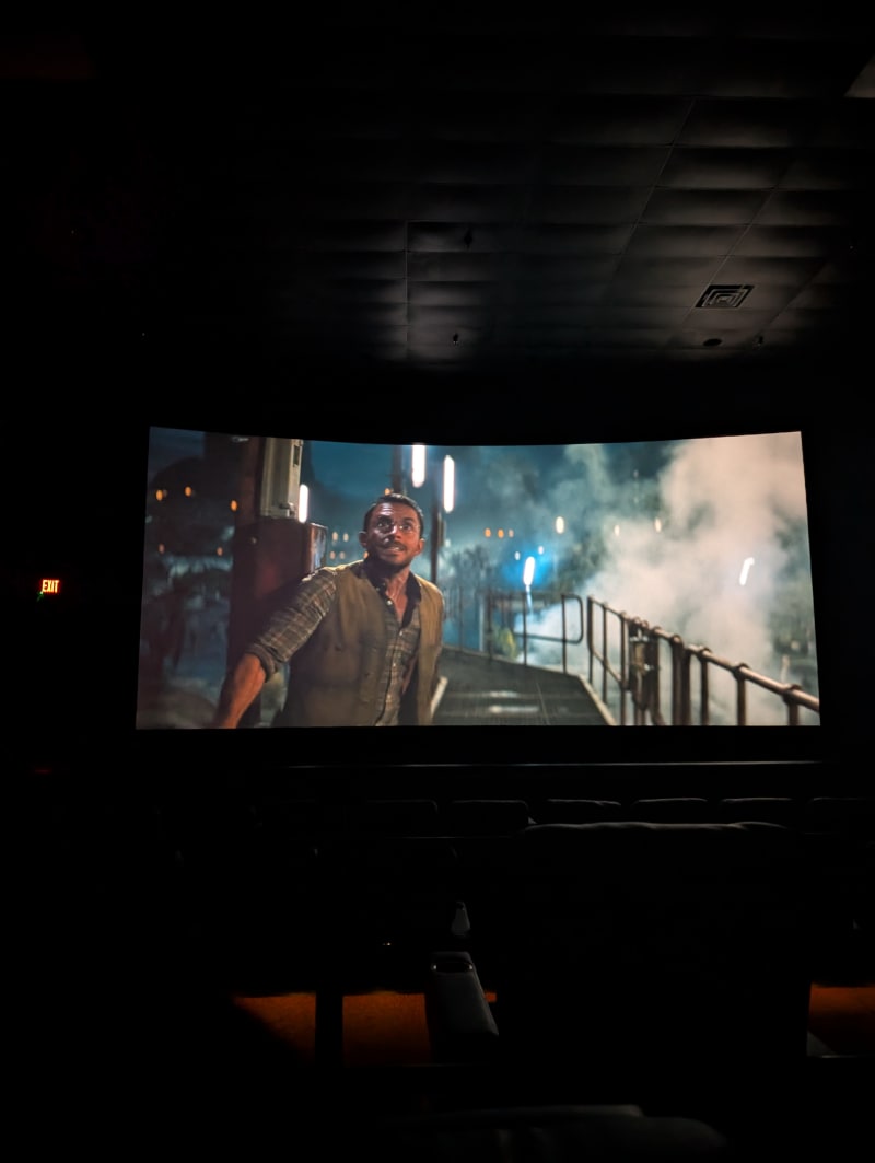 I wish I got a better pic of this scene, but the scene after the main genius signals the Helicopter with the flare gun.