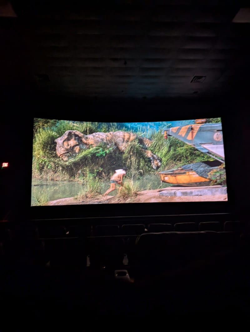 The main teenage girl character having absolute BALLS of steel, and sneaking past a Tyrannosaurus Rex