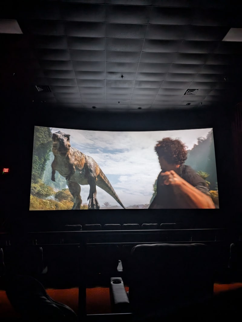 The main gang running away from the terrifying Tyrannosaurus Rex!