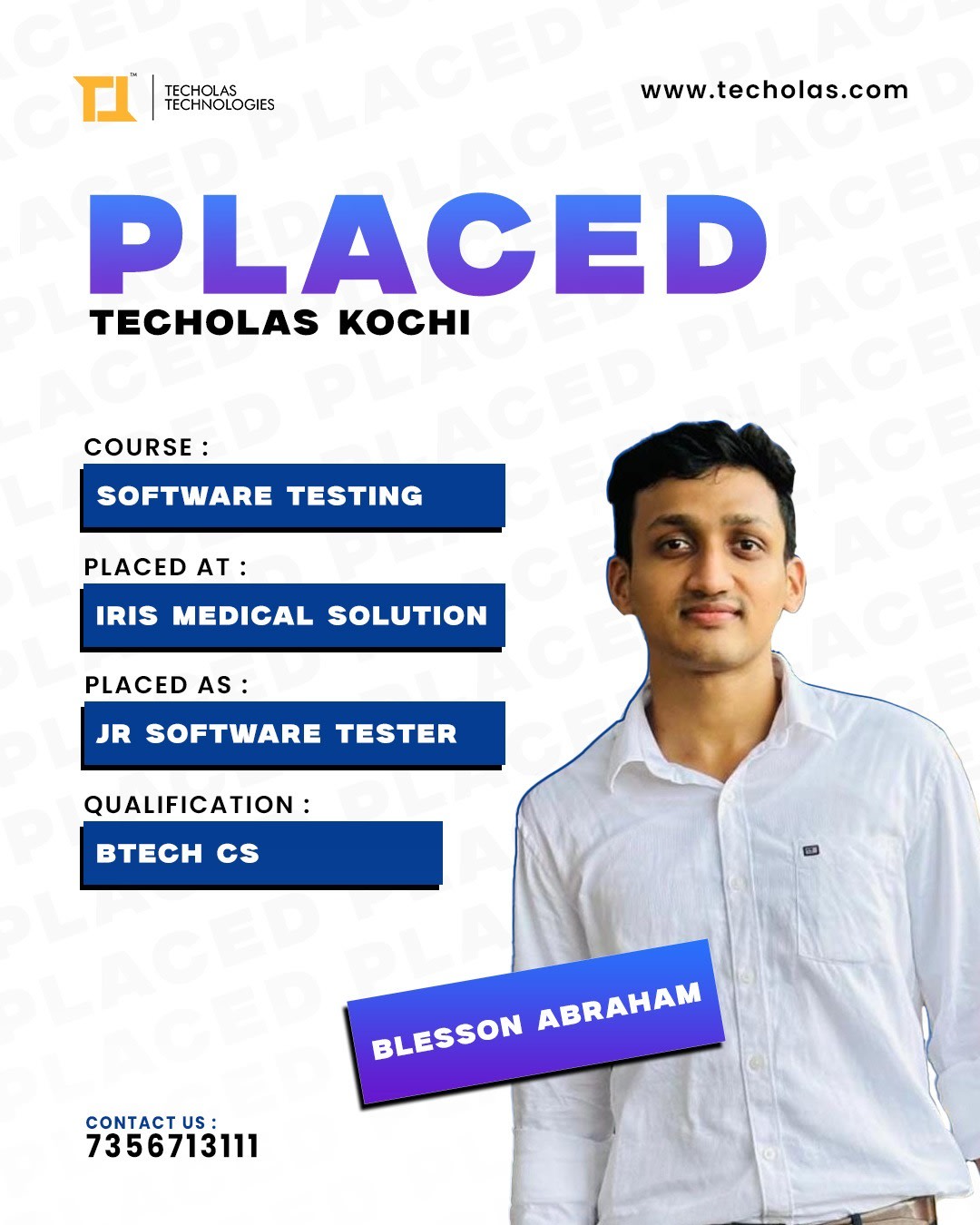 Proud Moment! Blesson Secures His Role as Junior Software Tester!