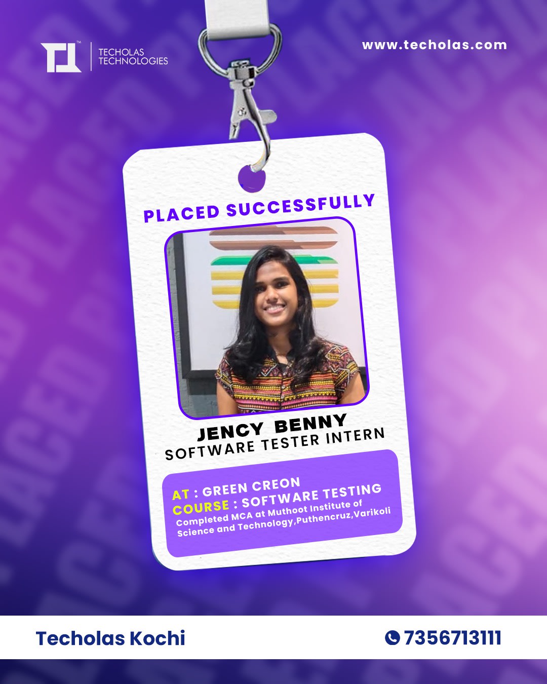 Jency Steps Into Success as Software Tester Intern!
