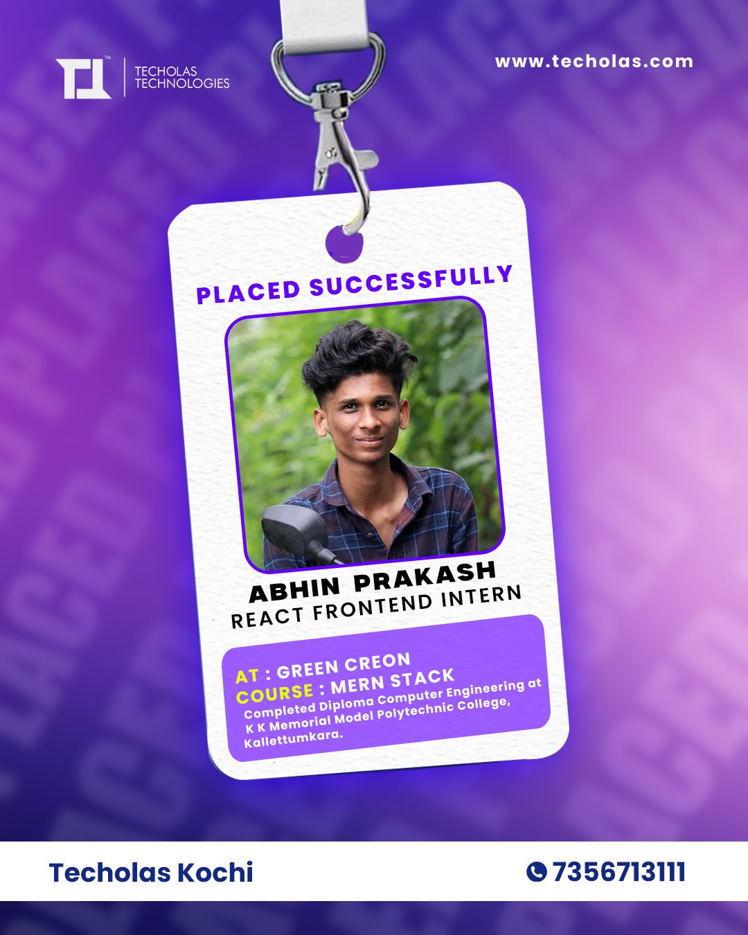 Building Interfaces, Building Careers — Abhin Joins as React Frontend Intern!