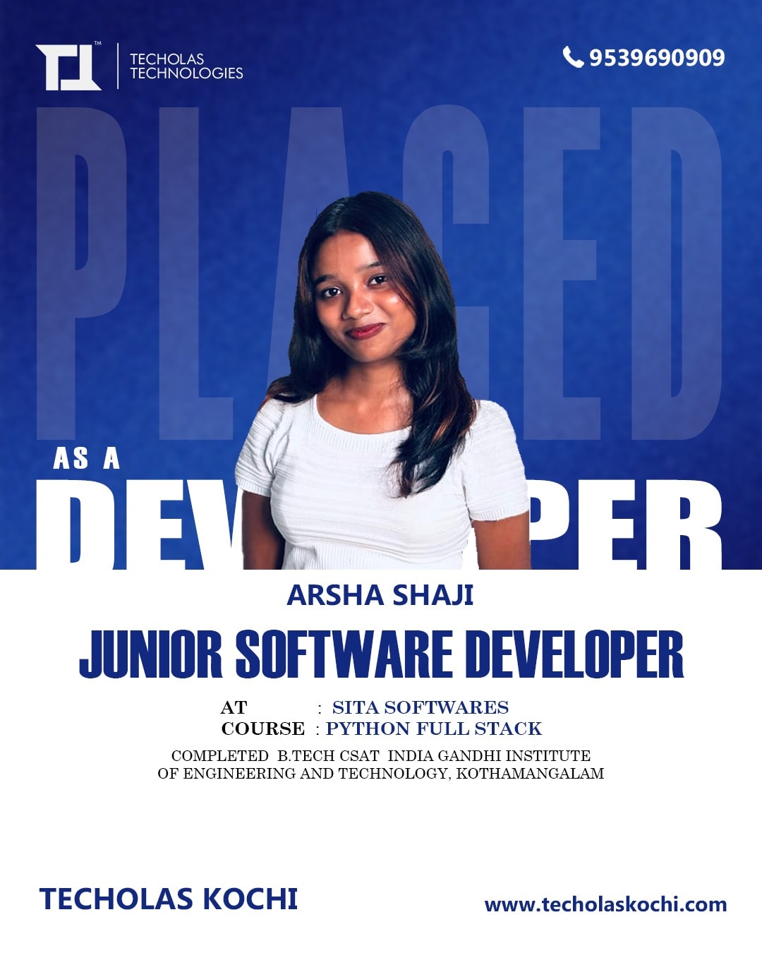 Arsha steps into tech with confidence — now shaping the future as a Junior Software Developer.