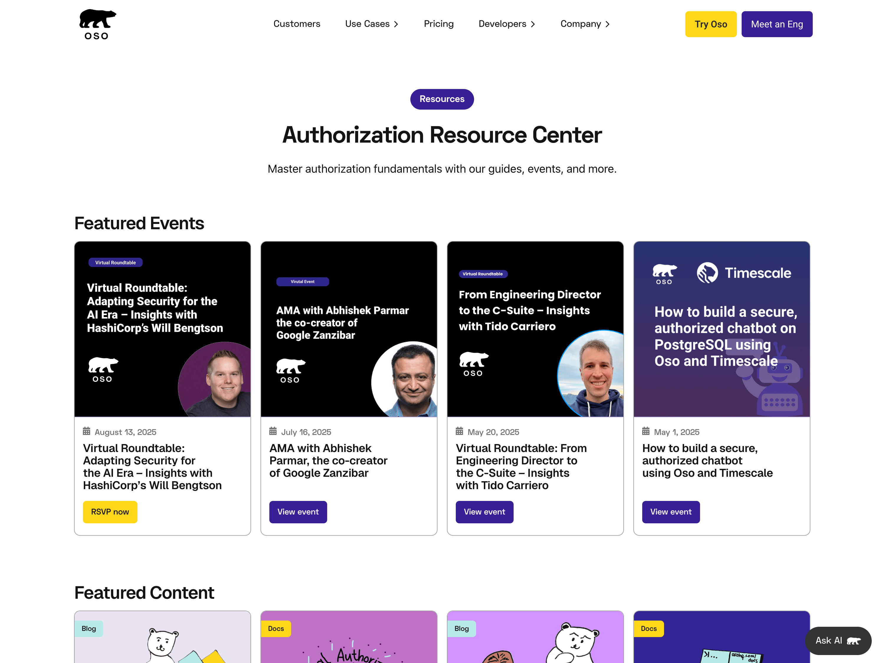 Screenshot from Oso Website