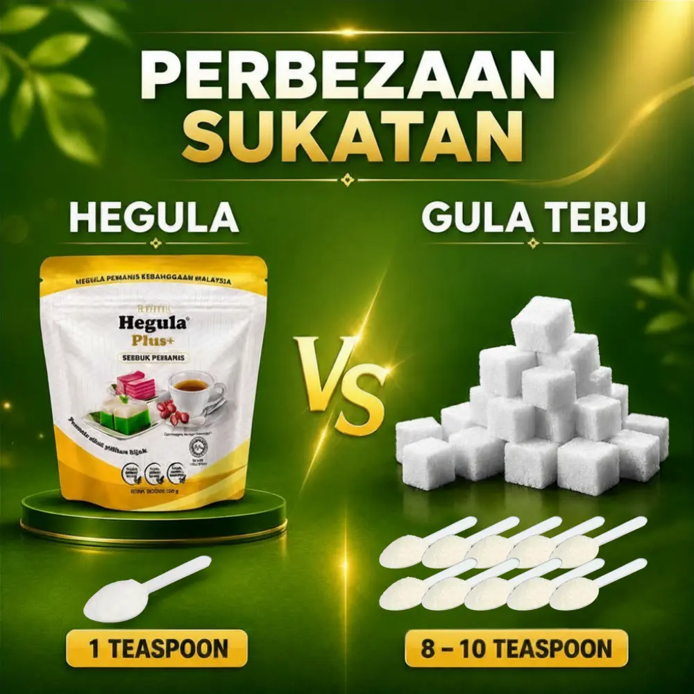Perbezaan sukatan Hegula dan gula tebu