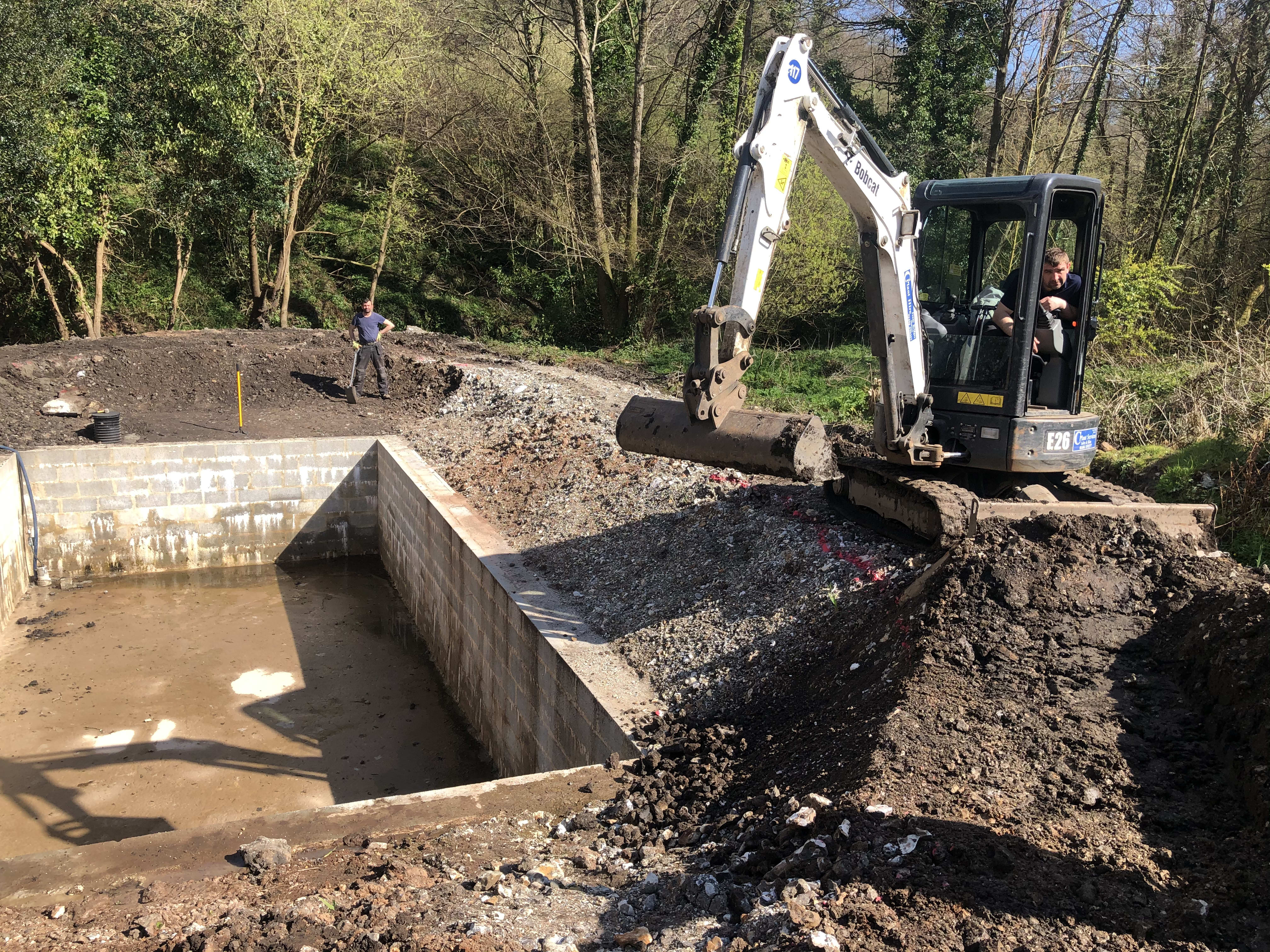 Shaping the zones — building the organic swimming pond at Hole Mill, Branscombe, Devon — photo 4 of 5