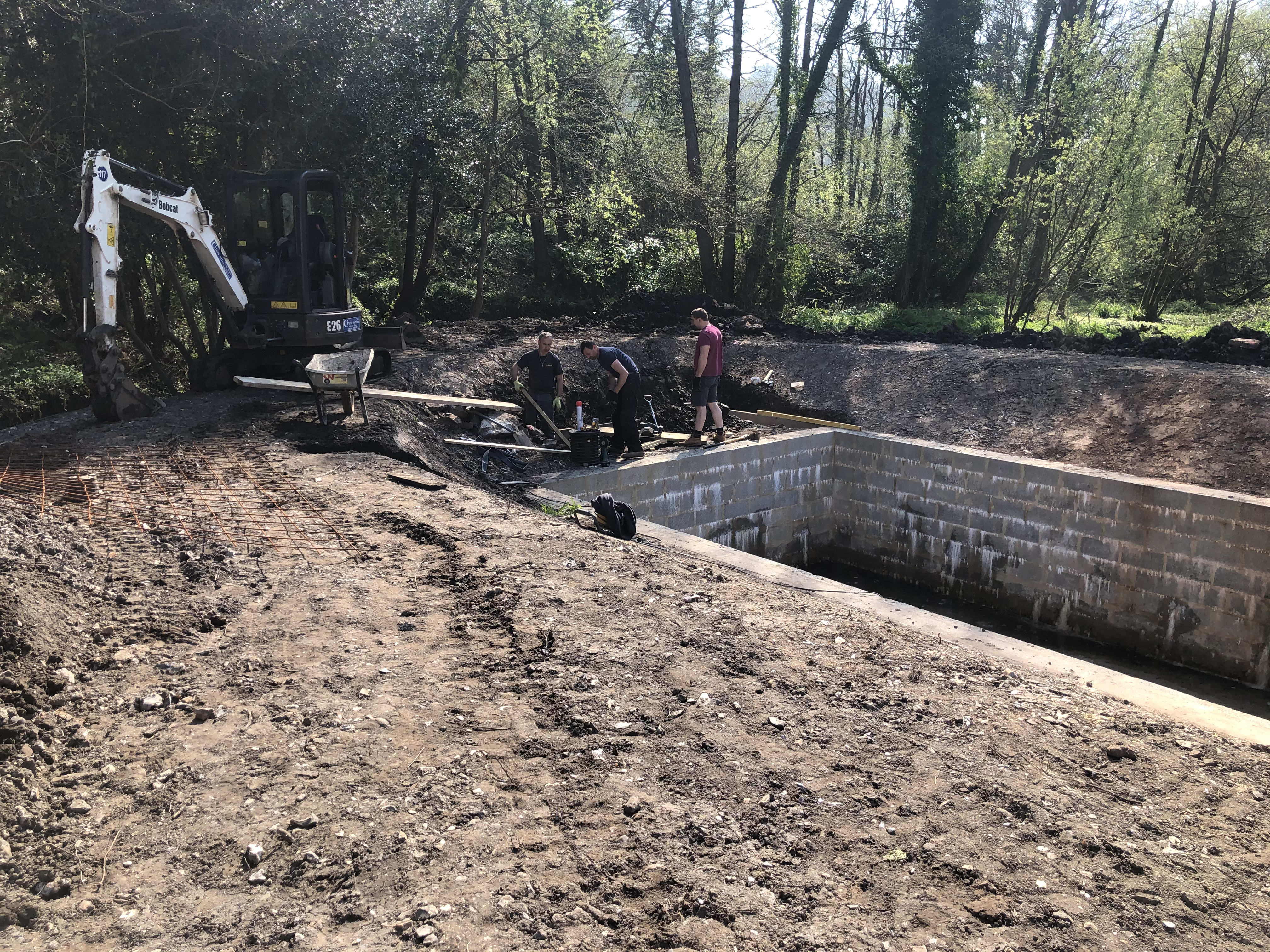 Shaping the zones — building the organic swimming pond at Hole Mill, Branscombe, Devon — photo 2 of 5