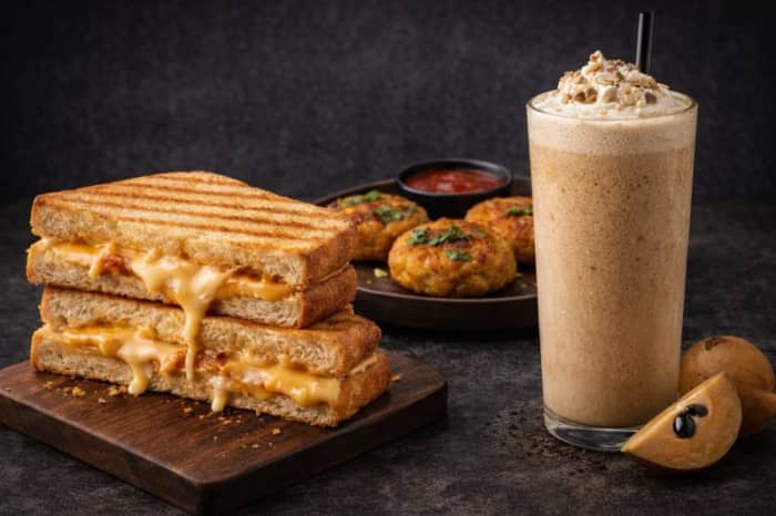 Grilled Sandwich, Patties & Chikoo Shake Combo