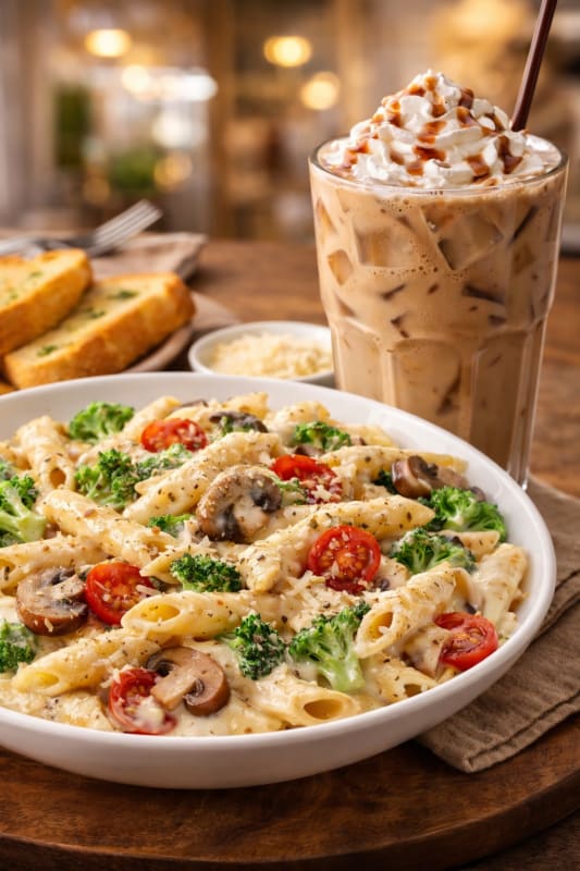 Creamy Pasta & Cold Coffee Combo