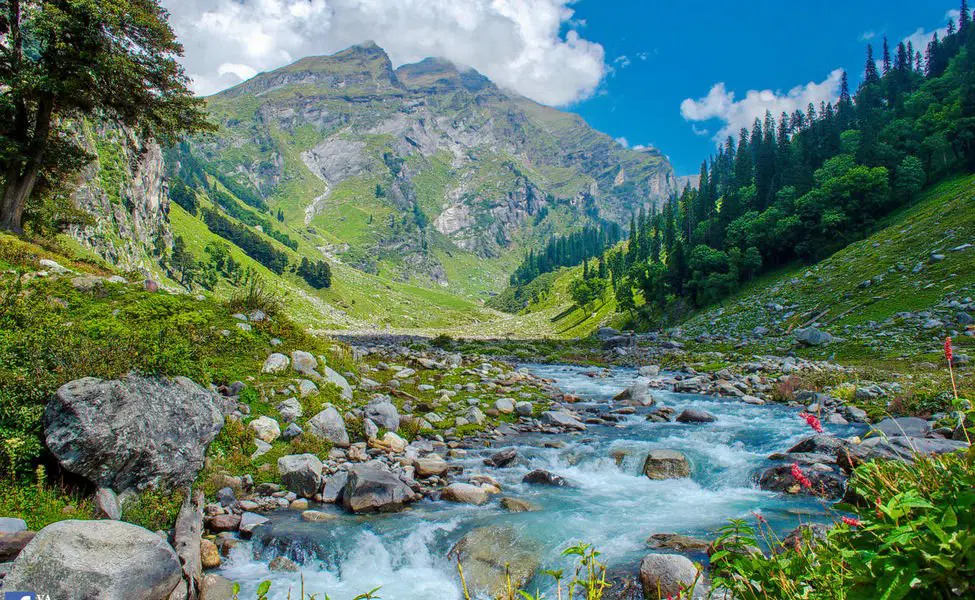 first view of Chika meadows and rani nala in Kullu valley