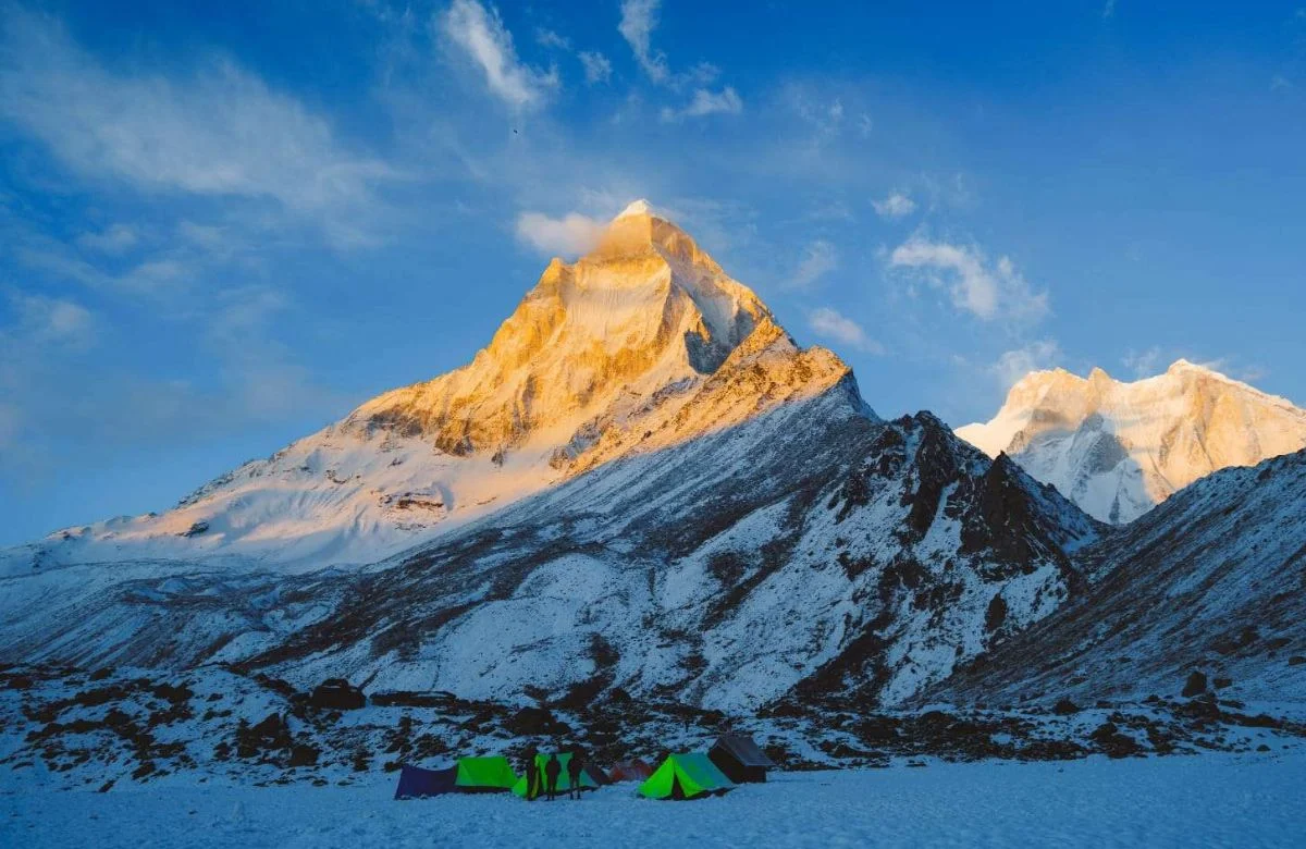 Sunrise lighting up Mount Shivling