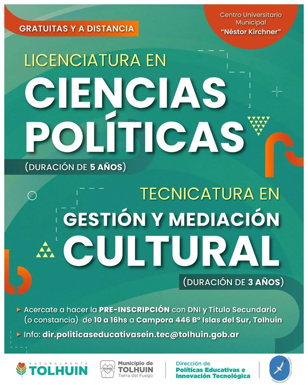 Ofertas académicas en el Centro Universitario Municipal de Tolhuin