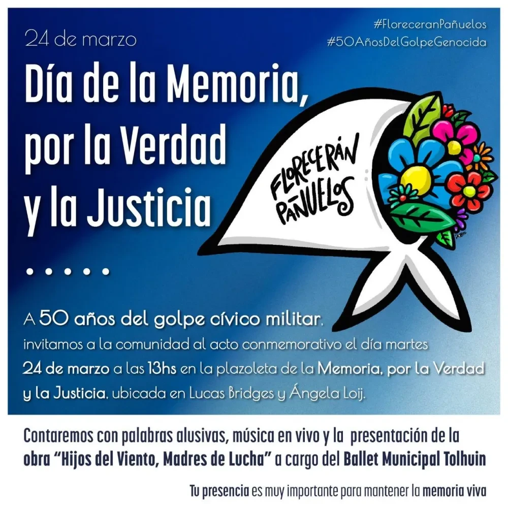 Invitación al acto a 50 años del golpe de Estado, 24 de marzo 2026, Tolhuin