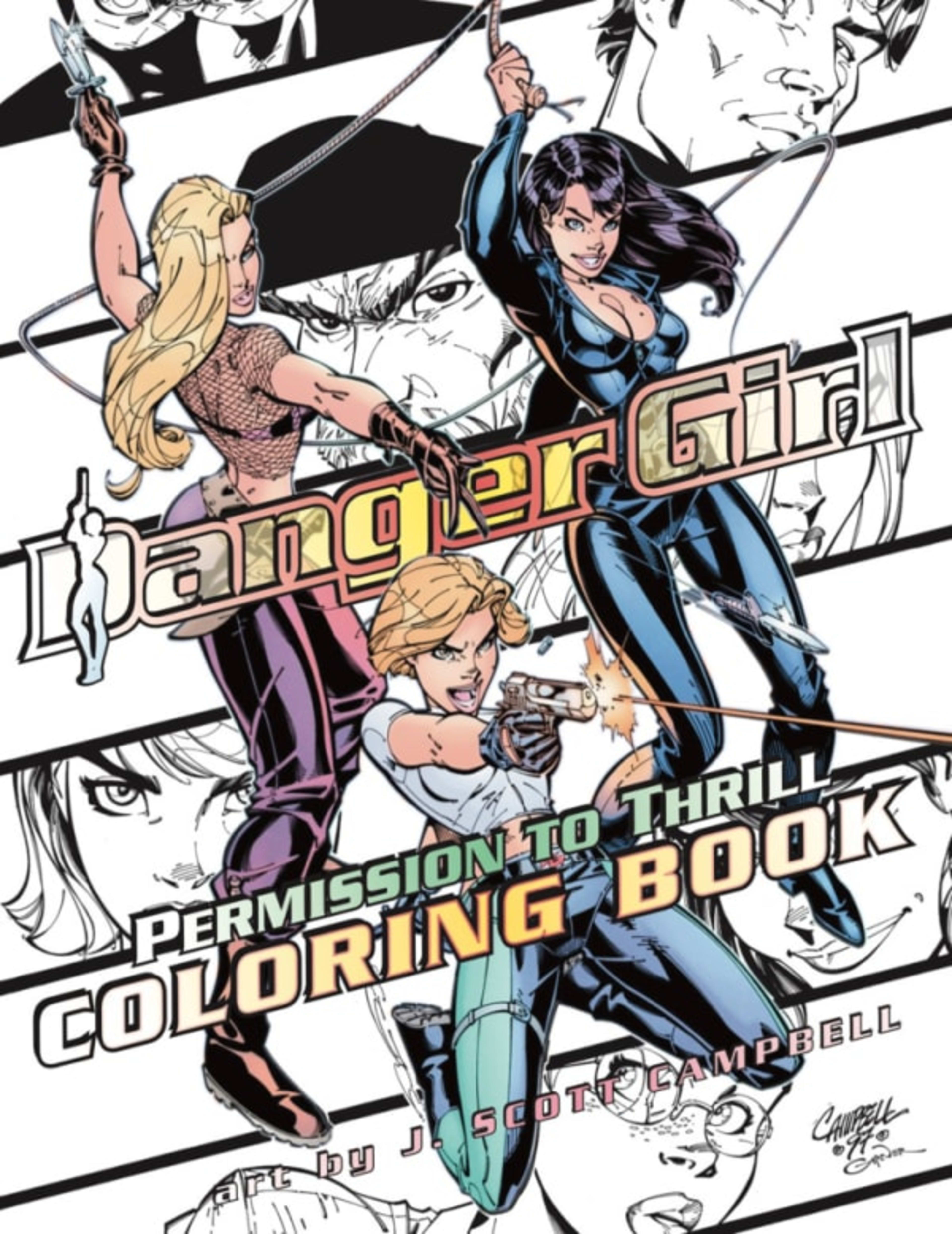 Danger Girl: Permission To Thrill Adult Coloring Book cover — © IDW Publishing