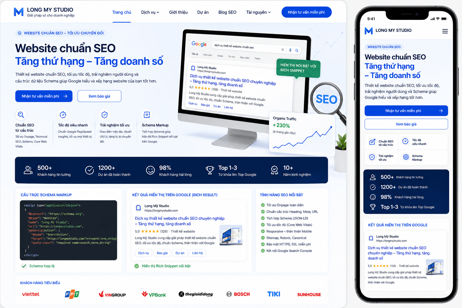 Website SEO Pro tích hợp Schema SEO nâng cao