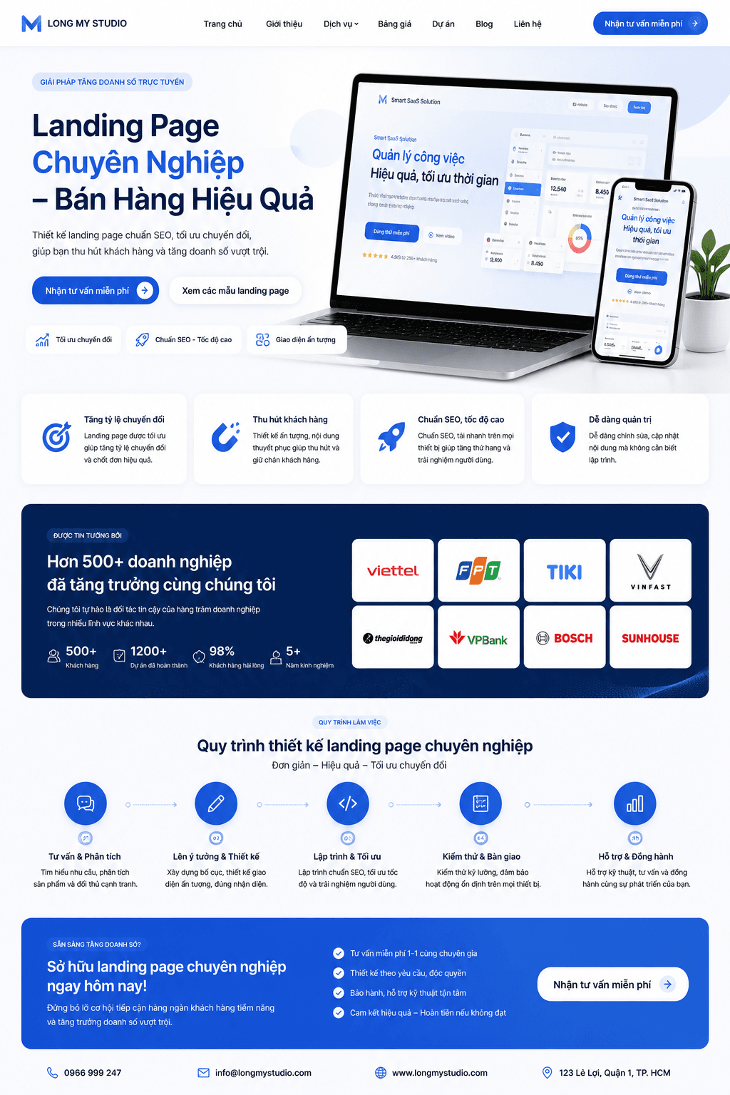 Landing Page Chuyên Nghiệp responsive mobile chuẩn SEO
