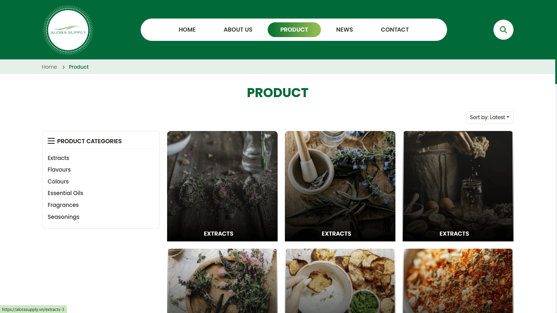Alora Supply website cung cấp nguyên liệu thực phẩm mỹ phẩm