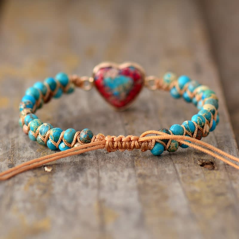 Lilac Heart Charm Braided Bracelet