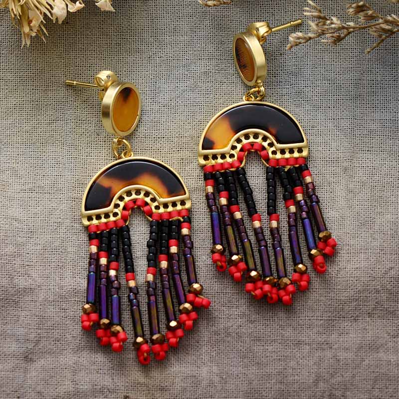 Thebes Queen Black Drop Earrings