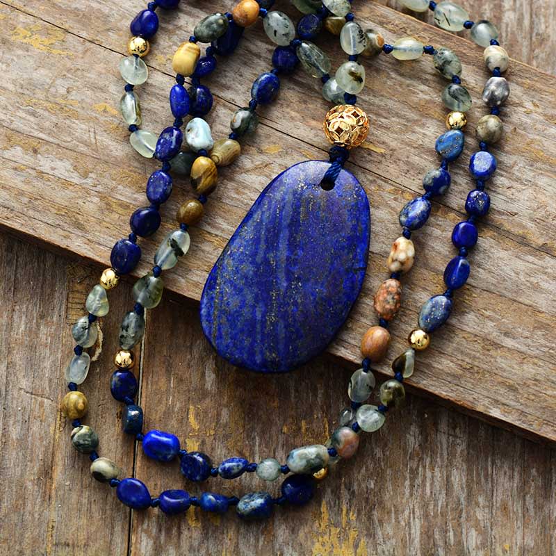 Starry Nights Blue lapis Stone Necklace