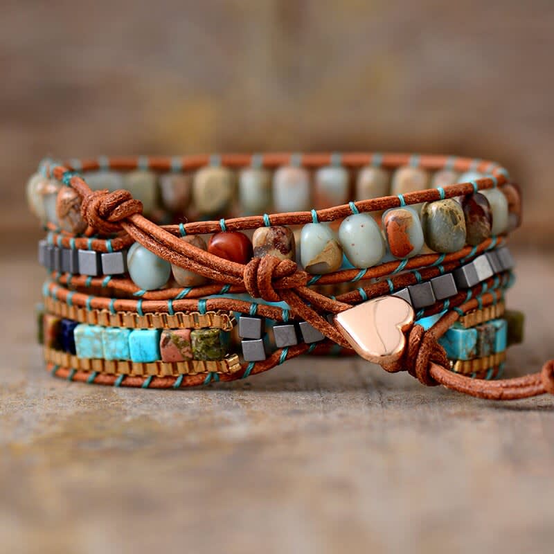 Indigo Leather Wrap Bracelet