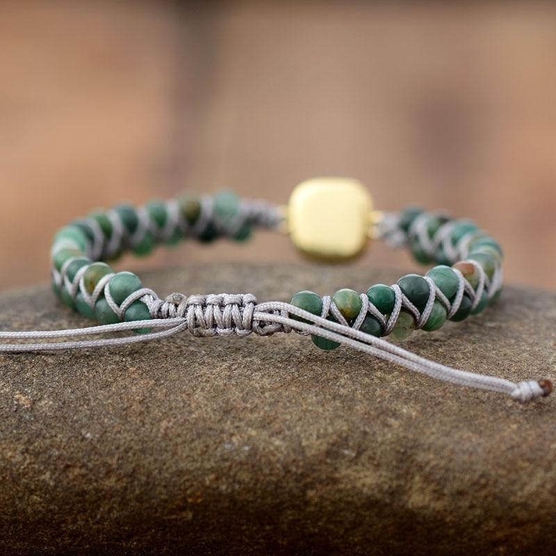 Moon Magic Opal Charm Braided Beads Bracelet