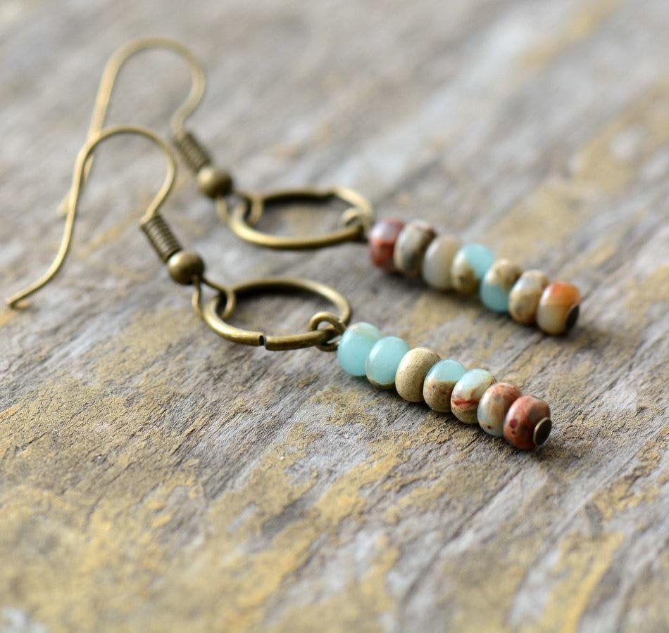 Vintage Jasper Beaded Earrings