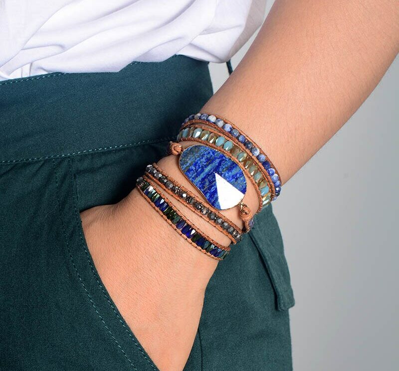 Lapis Lazuli Stone Bohemian Wrap Bracelet