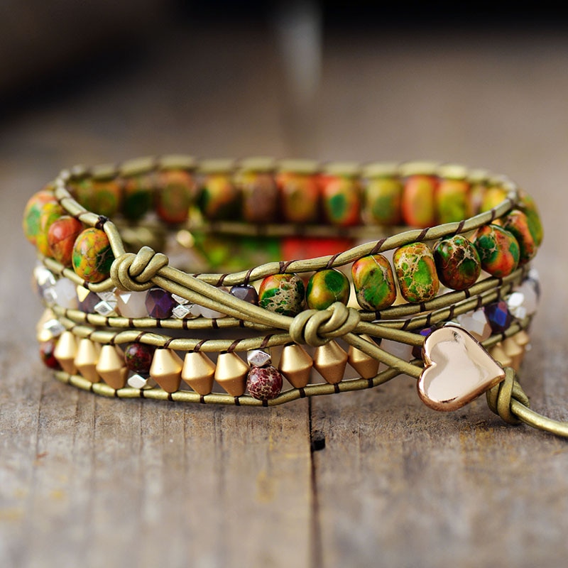 Nature's Heart Leather Wrap Bracelet