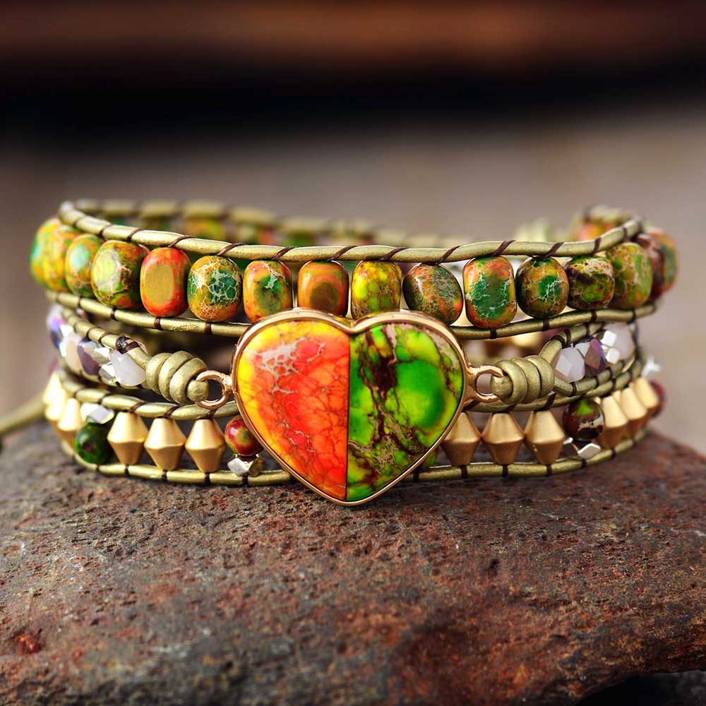 Nature's Heart Leather Wrap Bracelet