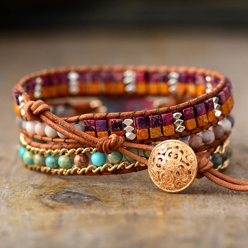 Star Charm Leather Wrap Bracelet