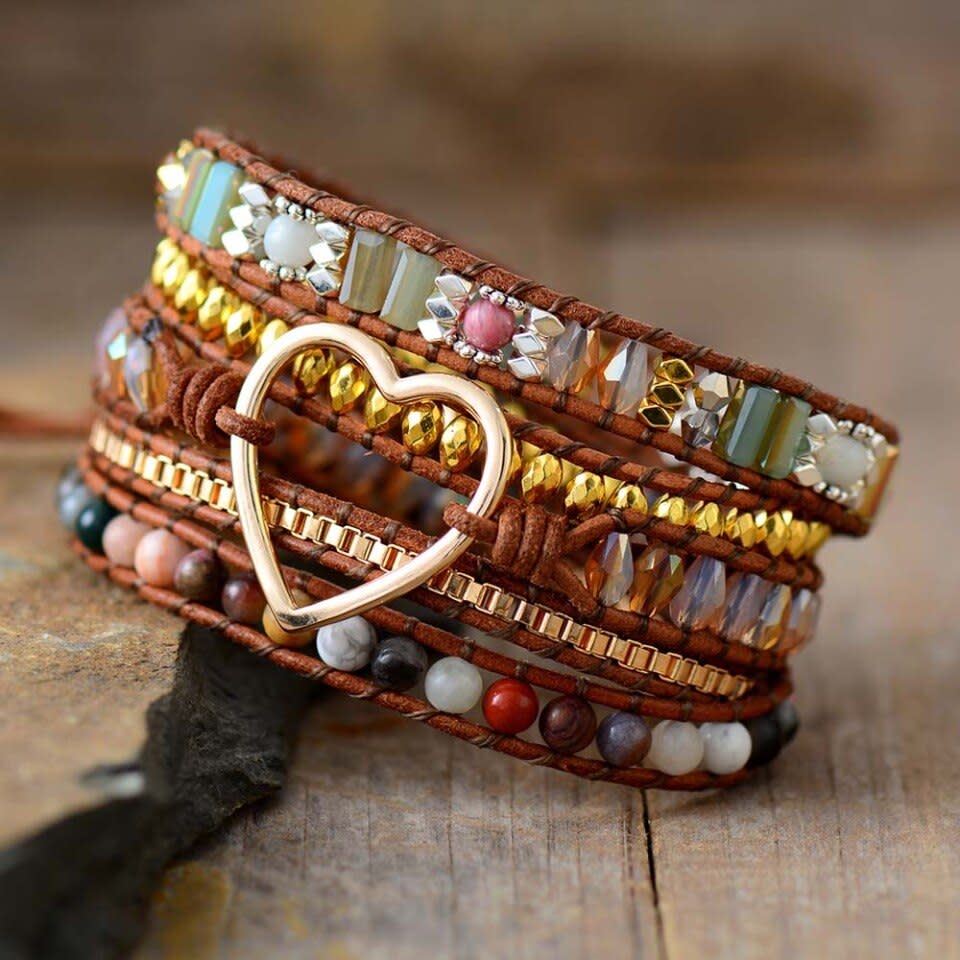 Luna Heart Boho wrap bracelet