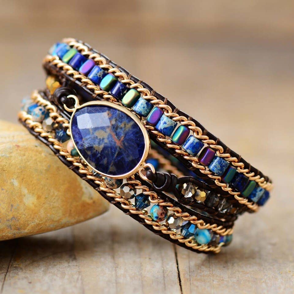 Winter Beauty Sodalite wrap bracelet