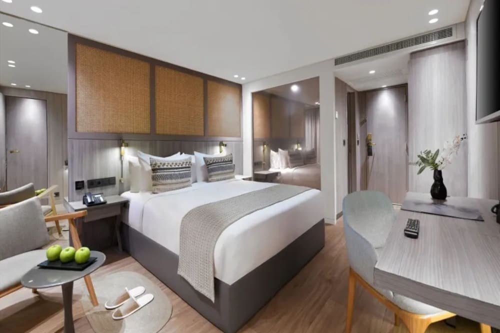 Luxury bedroom suite with panoramic Nile views