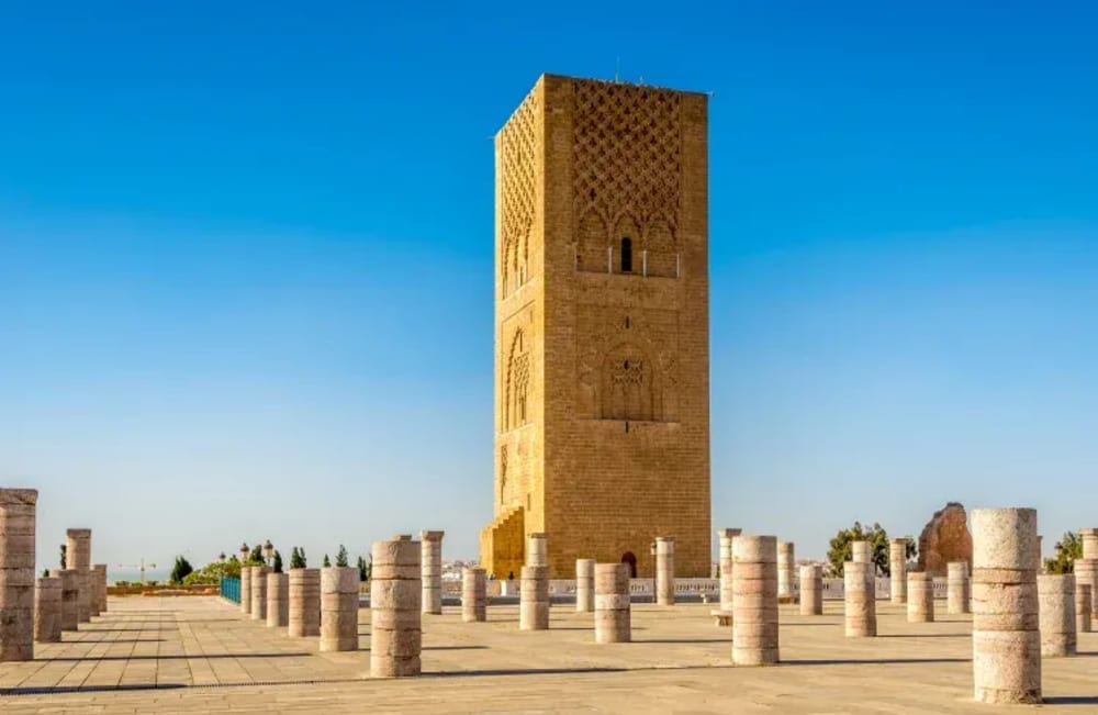 Hassan Tower in Rabat included in the 23 Days Morocco, Egypt, Jordan, and Dubai Tour.