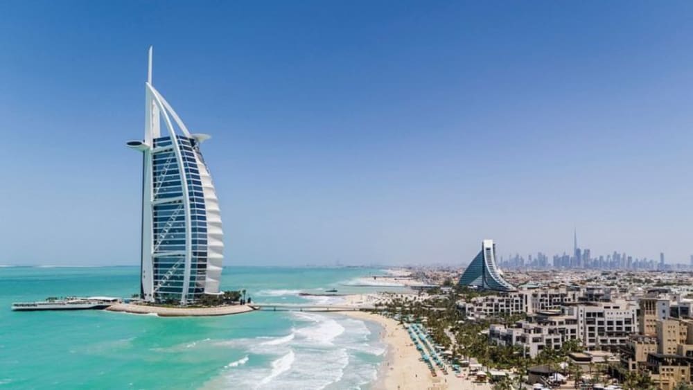 Burj Al Arab landmark on the 10-Day Jordan and Dubai Tour
