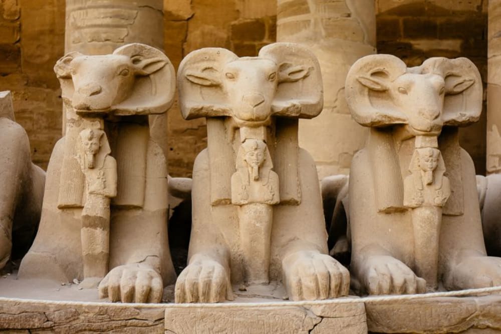 Karnak Temple complex in Luxor with massive ancient columns