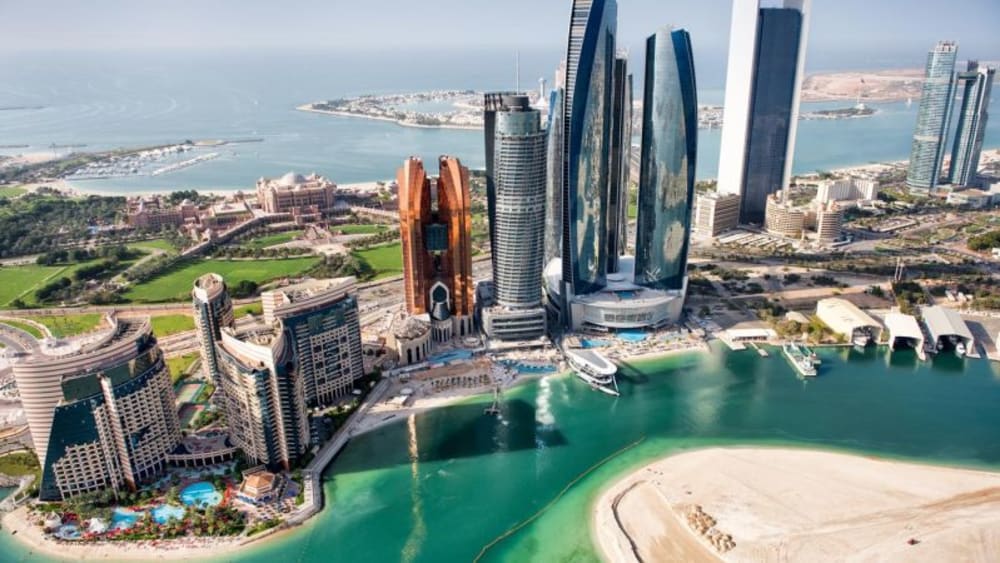 Abu Dhabi skyline included in the 23 Days Morocco, Egypt, Jordan, and Dubai Tour.