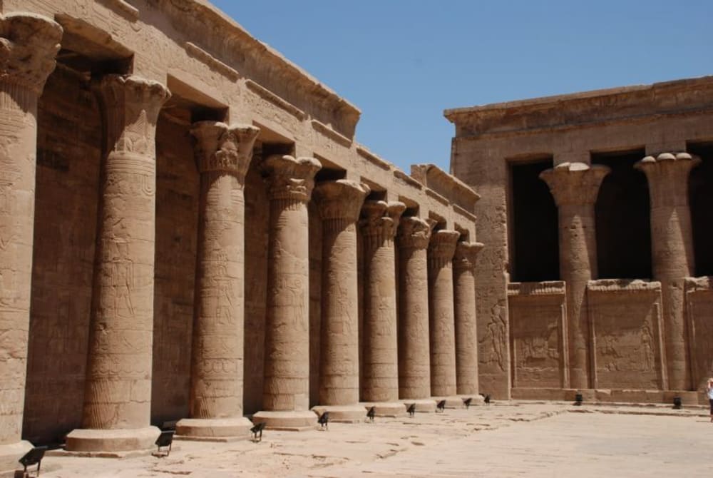 Visiting Edfu Temple aboard Steigenberger Senator Nile Cruise – the sanctuary of Horus and twin shrines by the Nile