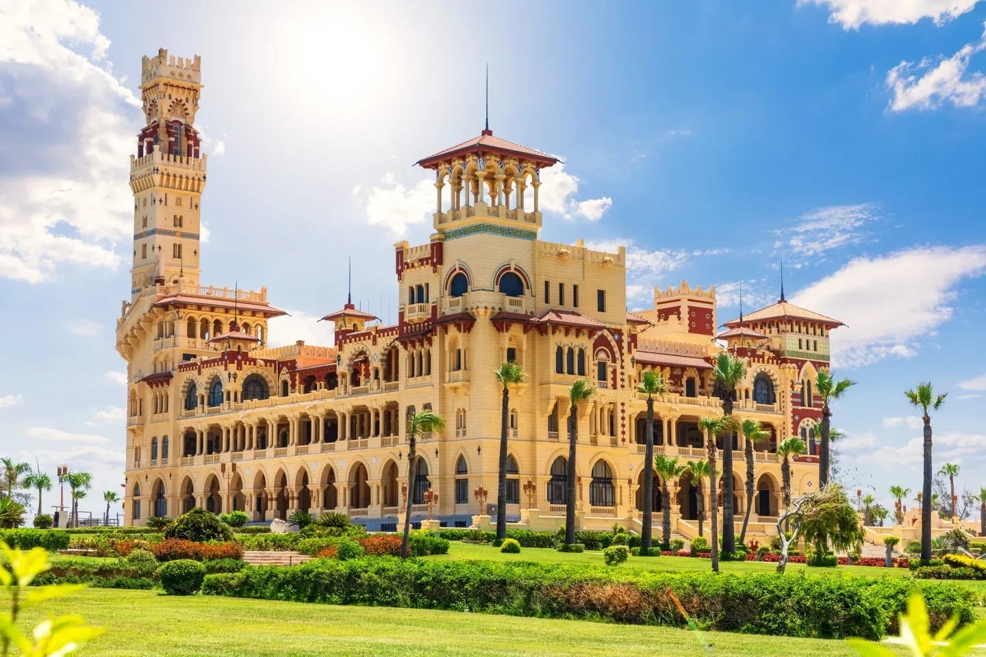 Montaza Palace royal gardens overlooking the Mediterranean coast in Alexandria