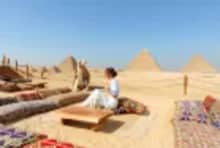 Visit the iconic Giza Pyramids as part of your 8-Day Luxury Egypt Tour along the Nile.