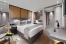 Luxury bedroom suite with panoramic Nile views