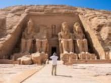 MS Mayfair Nile Cruise excursion to Abu Simbel Temples by night – Ramses statues illuminated in golden glow