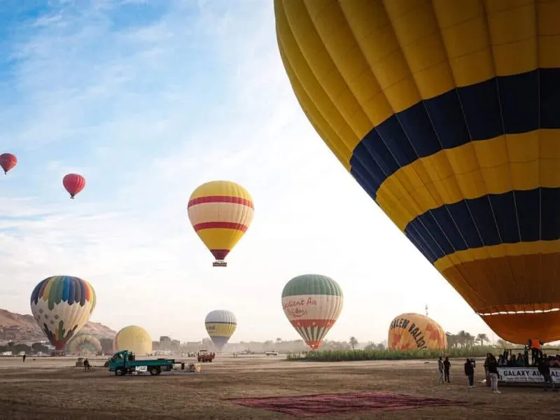 Hot air balloon Ride  Make your Luxor day trip with a sunrise hot air balloon ride an unforgettable adventure in the sky.