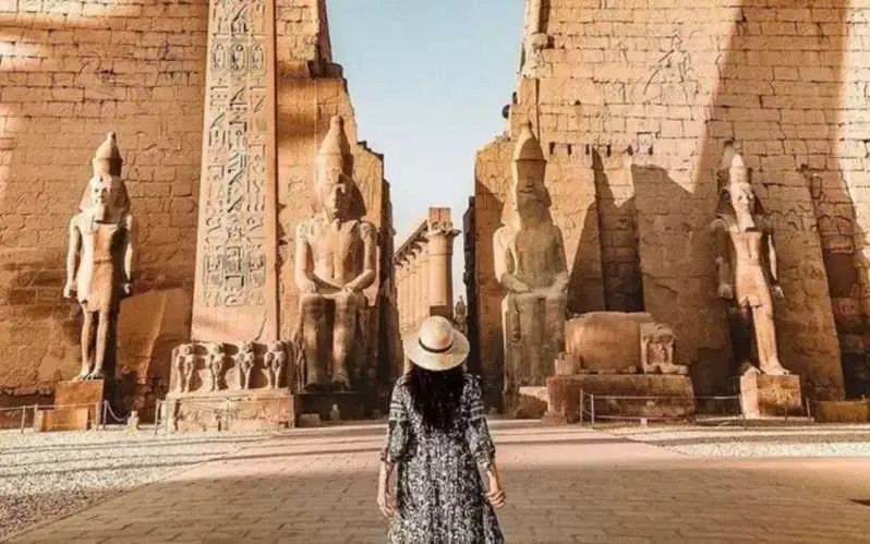 Luxor Temple beautifully lit during Christmas Nile Cruise evening tour