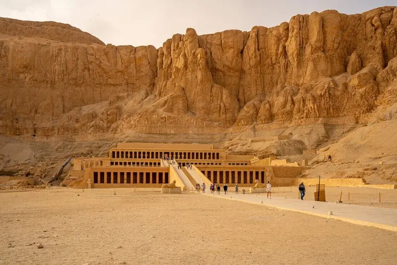 Queen Hatshepsut Temple at Deir el‑Bahari with MS Moon Dance cruise guests