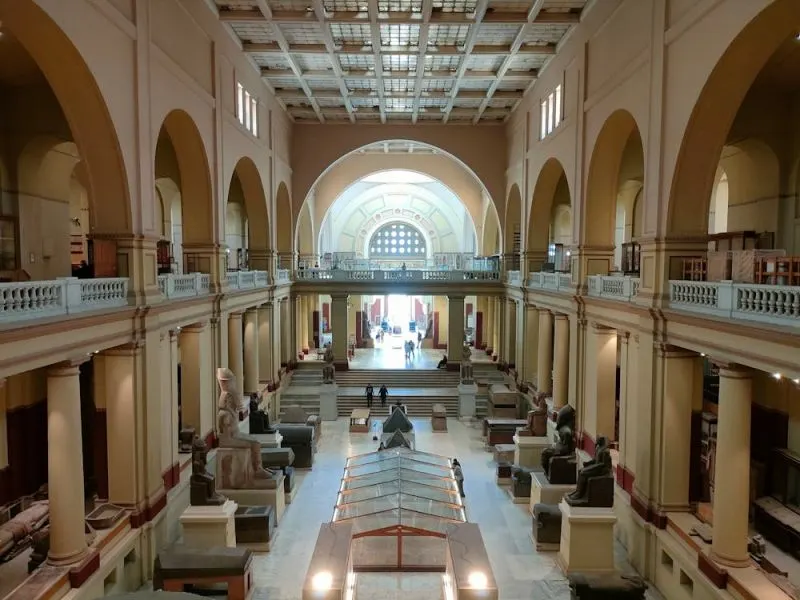 Main building of the Egyptian Museum in Cairo, showcasing ancient artifacts