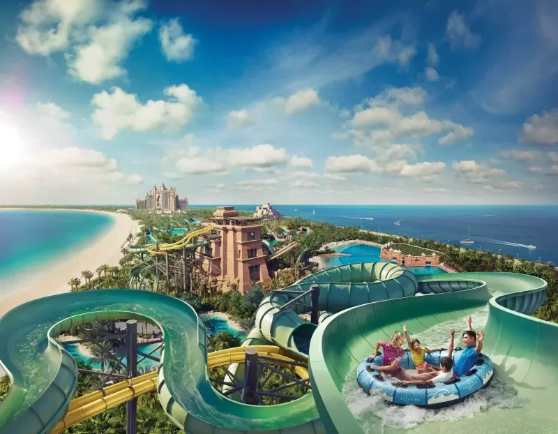 Enjoy water rides and family fun at Atlantis Aquaventure during your 7-day Dubai Family Tour.